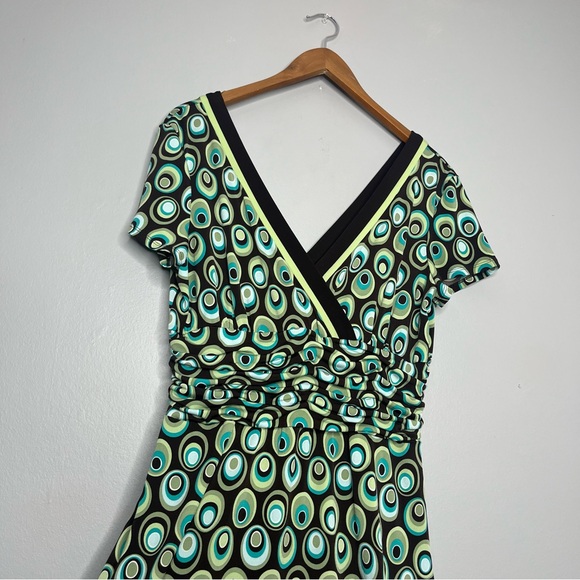 Studio 1 Y2K Geometric Polka Dot V Line Fit Flare Dress Z - Picture 3 of 7